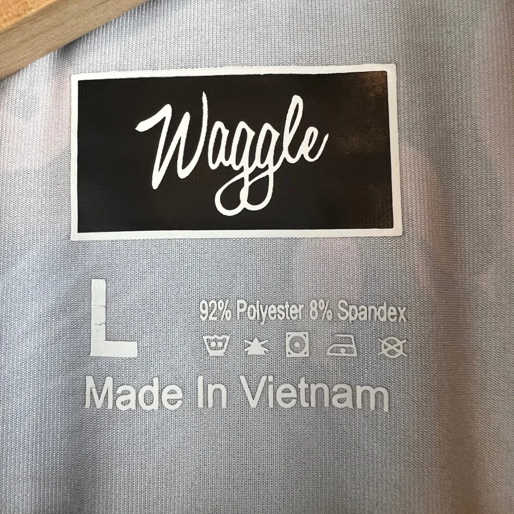 Waggle Mens Golf Polo Shirt Large Flamingo Hibiscus Floral Tropical Short Sleeve - Picture 4 of 7